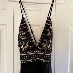 Cream/Black Straight Leg Jumpsuit